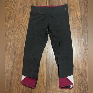 PINK capri leggings workout athletic pants grey & burgundy Medium